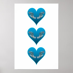Groupervis - Blauwe Harten, verticaal gerangschikt Poster