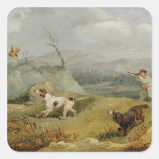 Grouse schietsport (olie op doek) vierkante sticker (Voorkant)