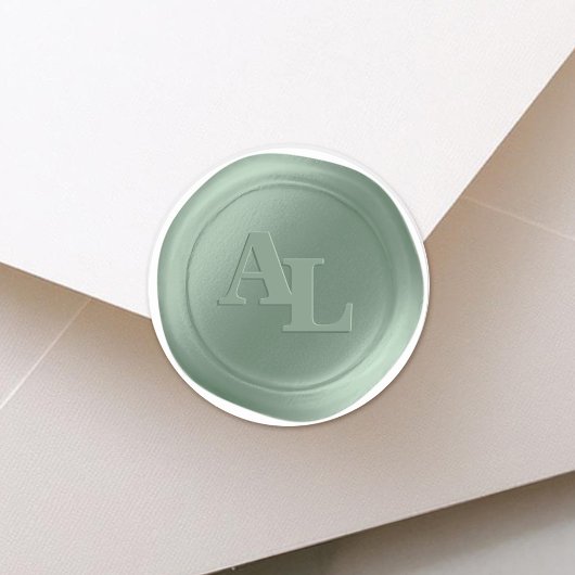 Grove Green Seal Monogram Bruiloft Stickers