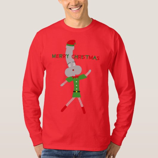 grove kerstmis rode groene elf , t - shirts (Voorkant)