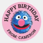 Grover | Joyeuse étiquette cadeau d'anniversaire (Devant)