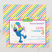 Grover kleurrijke gestreepte verjaardag kaart (Voorkant / Achterkant)