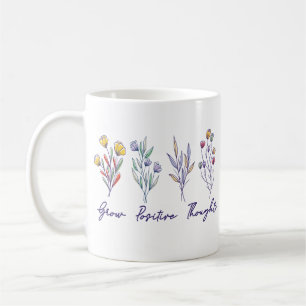 Grow Positive Thoughts Wildflower Floral Plant Koffiemok