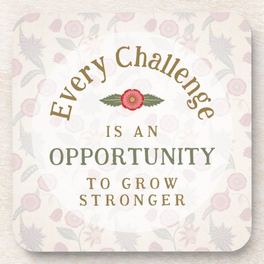 "Grow Stronger" Affirmation Bier Onderzetter (Voorkant)