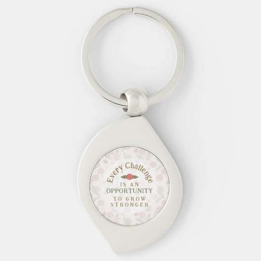 "Grow Stronger" Affirmation Metal Keychain (Voorkant)