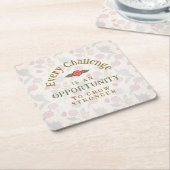 "Grow Stronger" Affirmation Vierkante Kartonnen Onderzetter (Schuin)