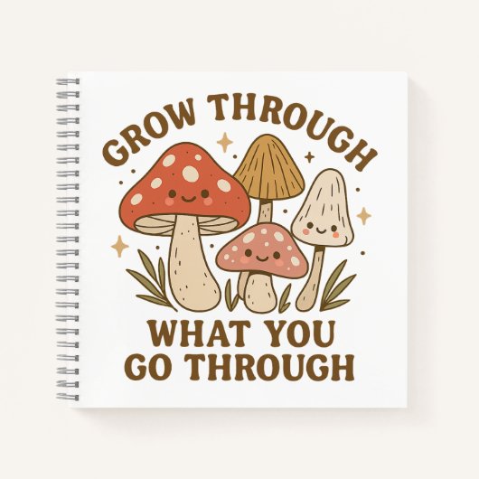 Grow Through It” Mushroom Wellness Journal Notitieboek (Voorkant)