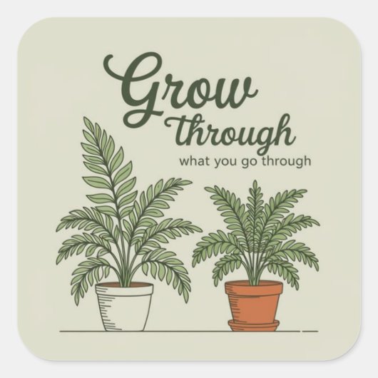 Grow through what you go through  vierkante sticker (Voorkant)