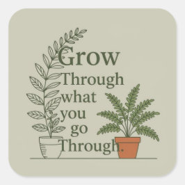 Grow through what you go through  vierkante sticker