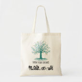 Grow Your Dreams Inspirational Motivational Grocer Tote Bag (Voorkant)