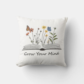 Grow Your Mind Bloem Boek T-Shirt Kussen