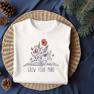 Grow your mind Boho Wildflower and book T-shirt