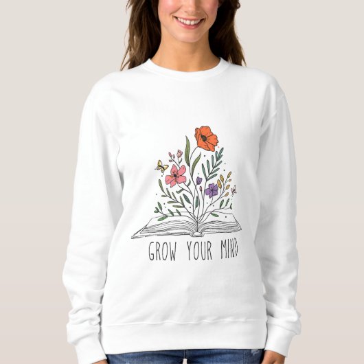 Grow Your Mind Boho Wildflower en Book Sweatshirt (Voorkant)