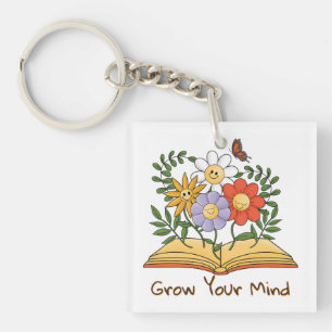 Grow Your Mind Book Floral  Leesbloemen Sleutelhanger