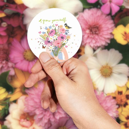 "Grow Yourself" Circle Sticker