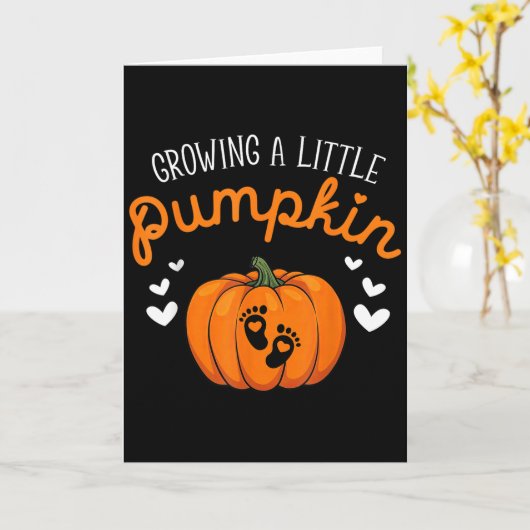Growing A-little Pumpkin Halloween Pregnancy Annou Kaart (Gele Bloem)