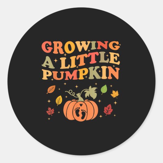 Growing A Little Pumpkin Halloween Pregnancy Annou Ronde Sticker (Voorkant)