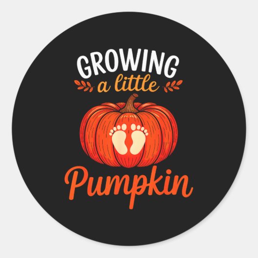 Growing A Little Pumpkin Pregnancy Thanksgiving Ma Ronde Sticker (Voorkant)
