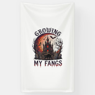 Growing Fangs Halloween Geheime Kasteel Zwarte Kat Spandoek