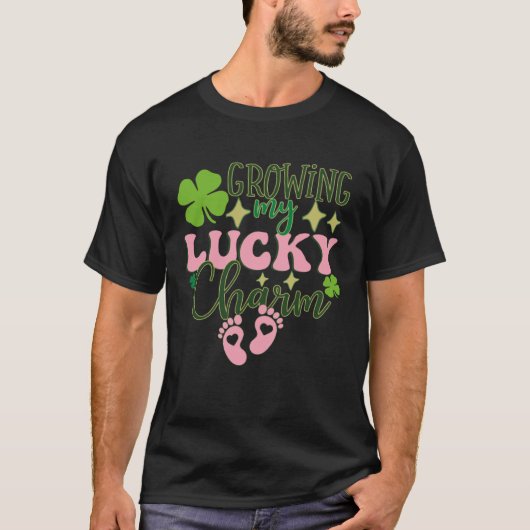 Growing My Lucky Charm St Patrick's Day Pregnancy T-shirt (Voorkant)