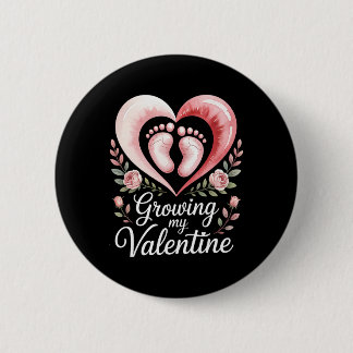 Growing My Valentine By Feet Heart Art  Ronde Button 5,7 Cm