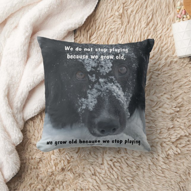 Growing Old Inspirational Quote Border Collie  Kussen (Deken)