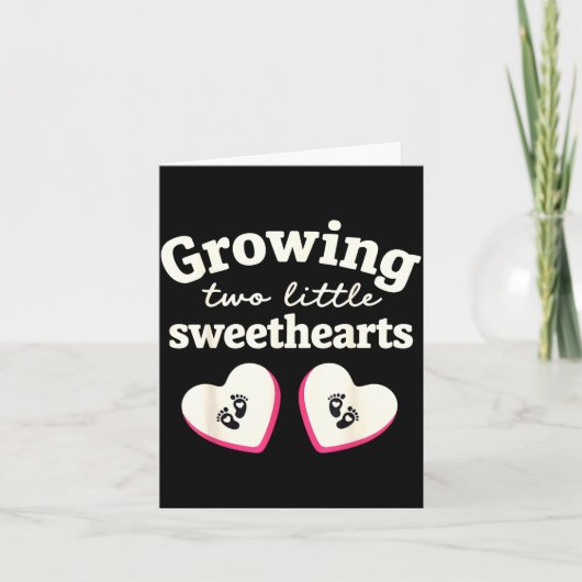 Growing Two Little Sweethearts Valentines Pregnanc Kaart (Voorkant)