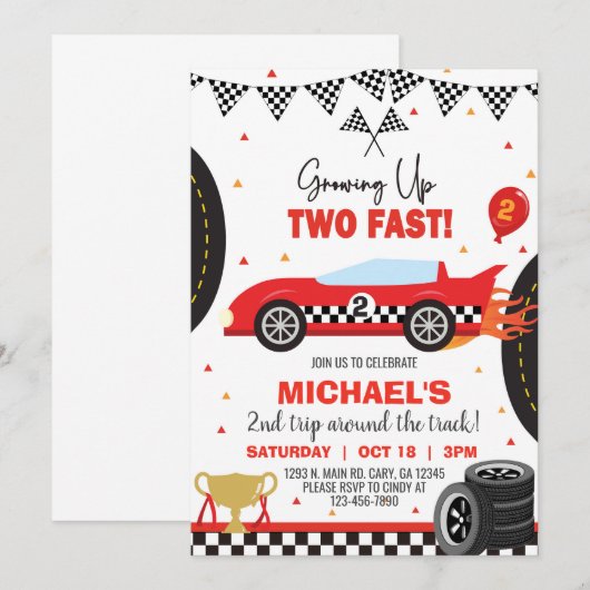 Growing up Deux invitation rapide de 2e anniversai (Devant / Derrière)