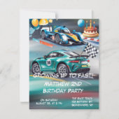 Growing Up To Fast Boy Birthday Party Invitation (Devant)