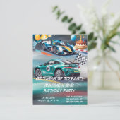 Growing Up To Fast Boy Birthday Party Invitation (Debout devant)