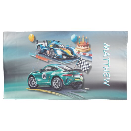 Growing Up To Fast Boy Birthday Party Kussensloop (Voorkant-Links)