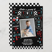 Growing Up Two Fast Racing Birthday Invitation (Devant / Derrière)