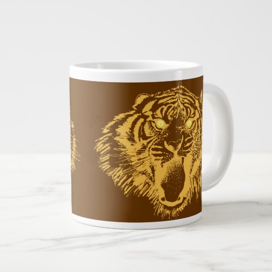 Growling tijger in Sinaasappel met gele ogen Jumbo Beker (Voorkant rechts)