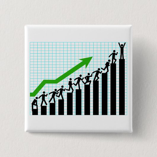 Growth Success Progress Bar Chart Vierkante Button 5,1 Cm (Voorkant)