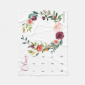 Growth tracker - Mijlpaal boho waterverf bloemen Fleece Deken (Voorkant)