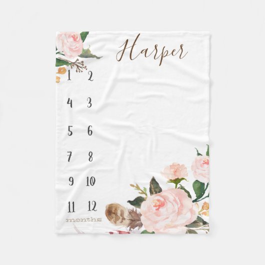 Growth tracker - Mijlpaal - Boho waterverf Fleece Deken (Voorkant)