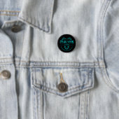 Grubby Hands Studio Logo + Motto Button Pin (In situ)