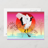 Grue Red Crowne et réglage de la carte postale Sun (Devant / Derrière)