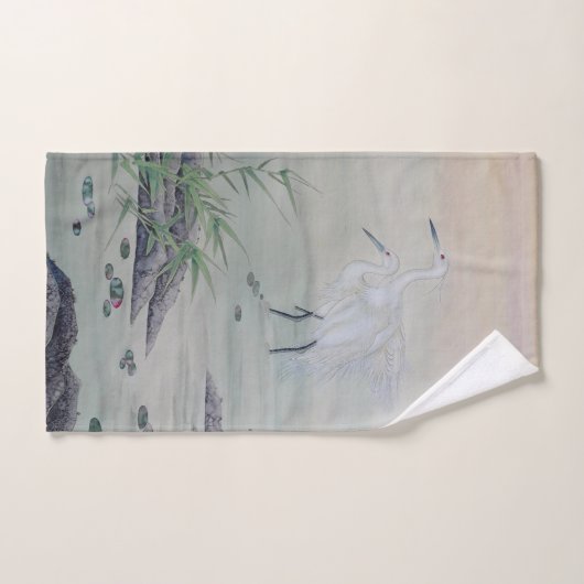 Grues dans la rivière Chinoise (Serviette à main)