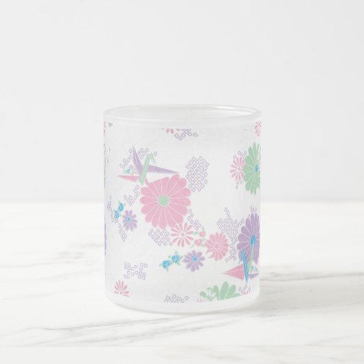 Grues et fleurs en papier à l'origami Grues et Mug (Centre)