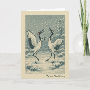 Grues japonaises - Carte de Noël
