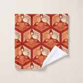 Grues japonaises, mandarin et orange clair (Gant de toilette)