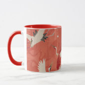Grues japonaises Rouge Kimono Mug à deux tons (Gauche)