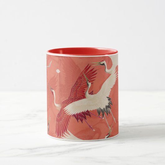 Grues japonaises Rouge Kimono Mug à deux tons (Centre)