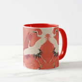 Grues japonaises Rouge Kimono Mug à deux tons (Devant droit)