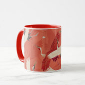 Grues japonaises Rouge Kimono Mug à deux tons (Devant gauche)