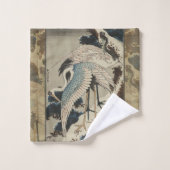 Grues sur un pin couvert de neige Hokusai (Gant de toilette)