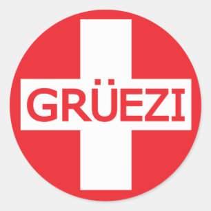 Gruezi Zwitserse vlag Ronde Sticker
