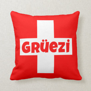 Gruezi Zwitserse Vlag Werelds Schattigste Hallo Kussen