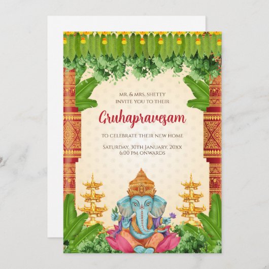 Gruhapravesam nodigen Grihapravesh uitnodiging (Voorkant / Achterkant)